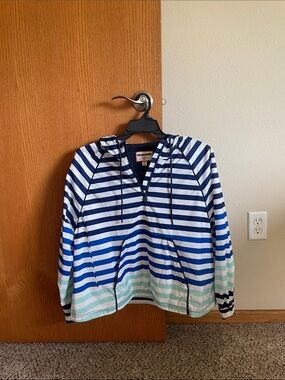 Hunter Striped Hooded Pullover - Navy, Blue & Mint